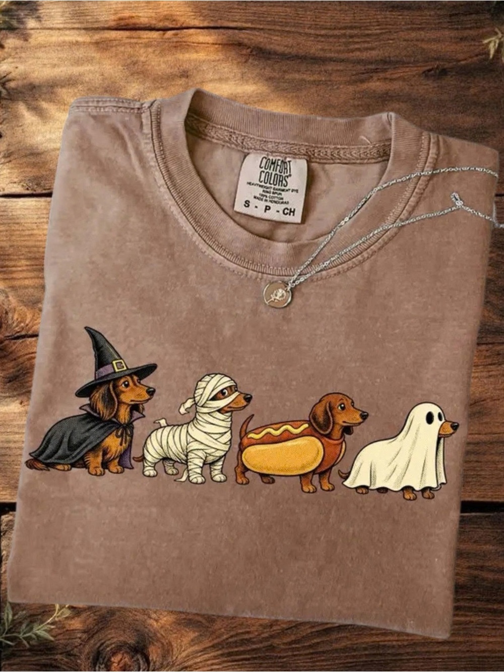 Comfort Colors Brown Dachshund Halloween Costume Graphic Tee